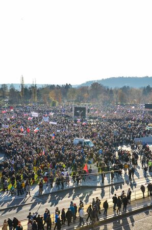 Prague, Czech Republic - Nov 16, 2019: Crowd protests against Prime Minister Babis and Minister of Justice on Letna, Letenska plan. The 30th anniversary of the fall of communism, up to 300k people.のeditorial素材