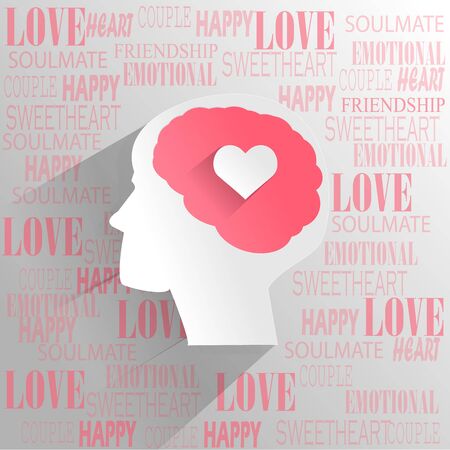Human brain with love emotion thinkingのイラスト素材
