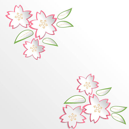 Sakura Cherry Blossom flowers in paper cut style backgroundのイラスト素材