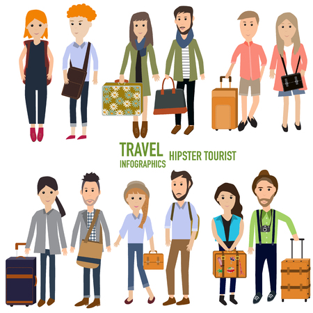 Travel infographics.Hipster Tourist  vector. illustration EPS10.のイラスト素材