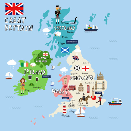 Great Britain picture Map  vectorのイラスト素材