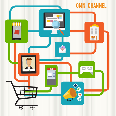 OMNI-Channel concept for digital marketing and online shopping.のイラスト素材