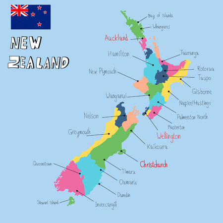 New Zealand map hand draw vector. illustrationのイラスト素材