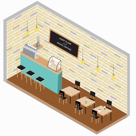 Flat 3d isometric Coffee Shop Vector. Illustration EPS10.のイラスト素材