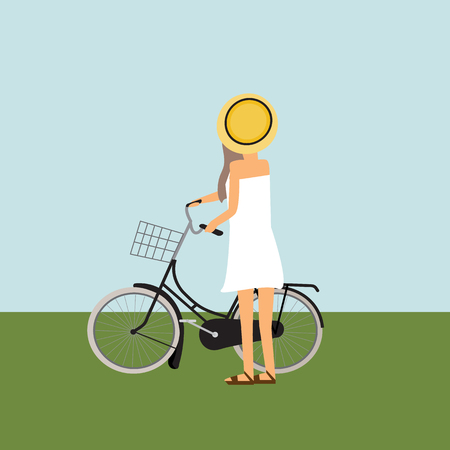 Travel infographics.Hipster Tourist with touring bicycle vector. illustration EPS10.のイラスト素材
