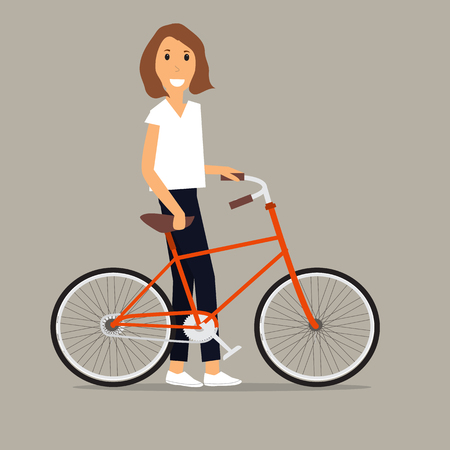 Travel infographics.Hipster Tourist with touring bicycle vector. illustration EPS10.のイラスト素材