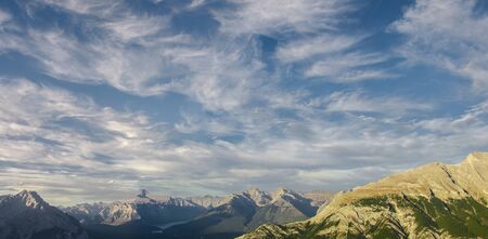 Shot of never ending mountain range next to the Banff Gondola was taken during my first trip to the Canadian Rockies shortly before sunset. I have never forgotten the view.の写真素材