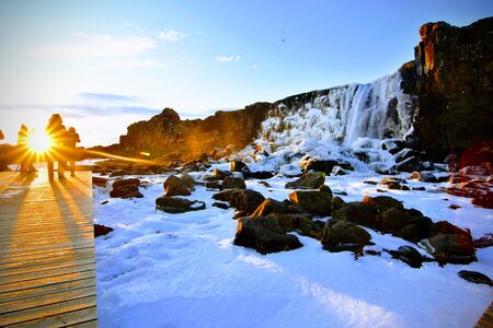Path between two tectonic plates and separate two continents.Iceland, Europe. Go explore Viking`s...