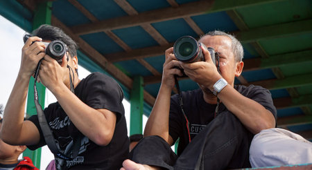 Pangkalan Bun, Central Borneo - February 10, 2018: Photographers Take Photos on a Boat in Tanjung Puting National Parkのeditorial素材