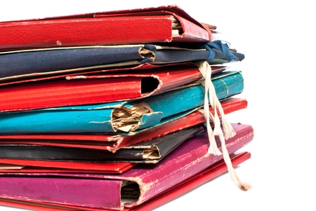 a stack of old foldersの写真素材