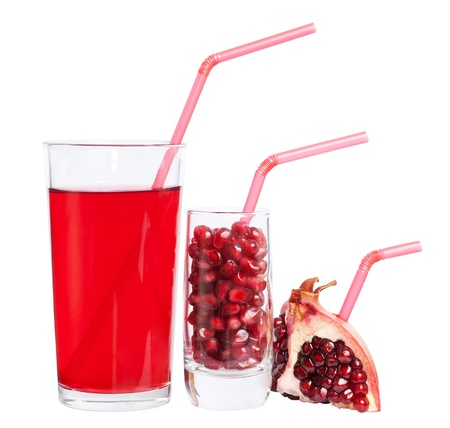 juice from pomegranate, isolated on whiteの写真素材