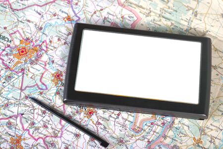 a gps navigator and mapの写真素材