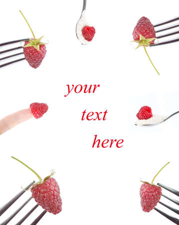berry on fork isolated on whiteの写真素材