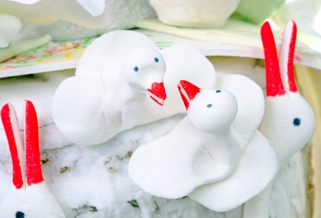 Wedding cake with swans , closeupの写真素材