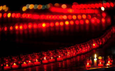 a group of candles, outdoorの写真素材