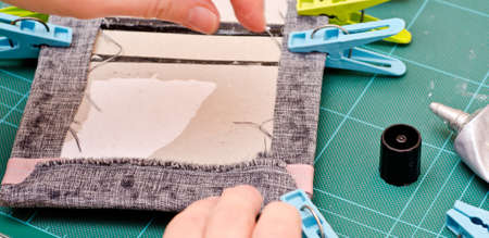 a handmade book cover, close-up