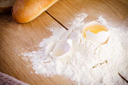 egg and meal on the woodenの写真素材