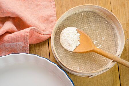 Preparation of delicious sweet cake flavored with ripe red strawberryの写真素材