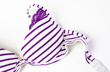 a violet bra on whiteの写真素材