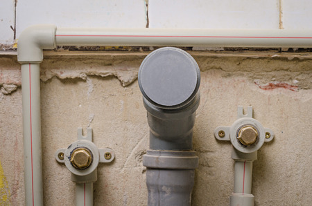 a mount new pipe on wallの写真素材