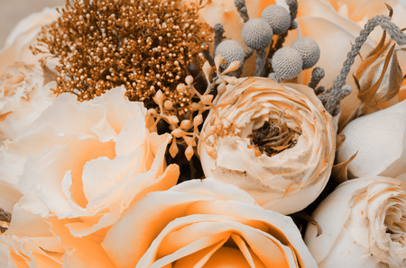 a bridal bouquet of flowers in pastel colorsの写真素材