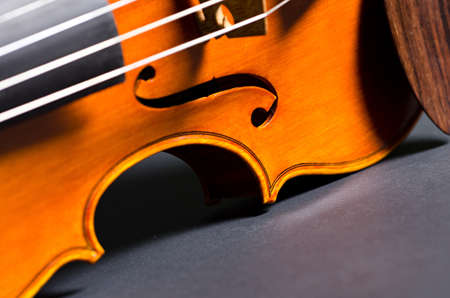 wooden violin part on black background, macro
