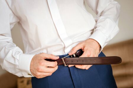 Body detail of well-dressed  young man, close-upの写真素材