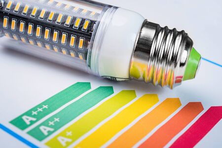 Energy efficiency concept with energy rating chartの写真素材