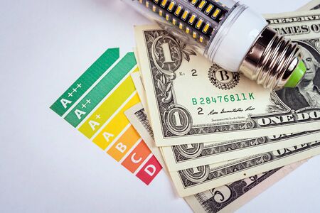 LED is energy saving lamp for save money. Eco conceptの写真素材