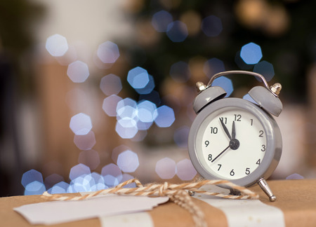New year christmas clock  on abstract background
