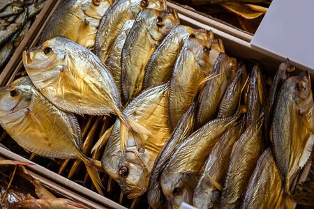 group of smoked seafoodの写真素材
