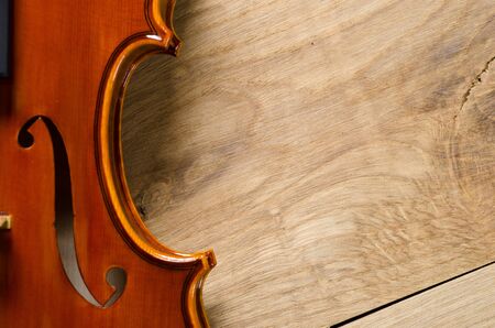 wooden violin part on black background, macroの写真素材
