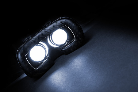 Virtual Reality glasses, on dark background. vr gadget concept.の写真素材