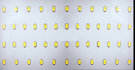 Energy saving LED light bulb on a green background with empty spaseの写真素材