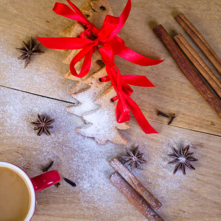 Gingerbread and christmas cookiesの写真素材