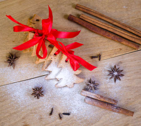 Gingerbread and christmas cookiesの写真素材