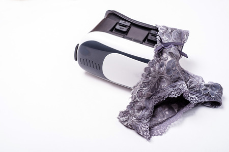 Virtual reality glasses for mobile devices with women lingerie aの写真素材