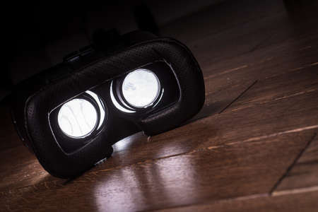 Virtual Reality glasses with smartphone, on dark background. vrの写真素材