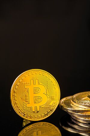 Golden Bitcoin Coin. Bitcoin cryptocurrency.の写真素材