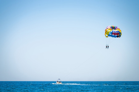 Parasailing on seaの写真素材