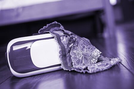 Virtual reality glasses for mobile devices with women lingerie aの写真素材