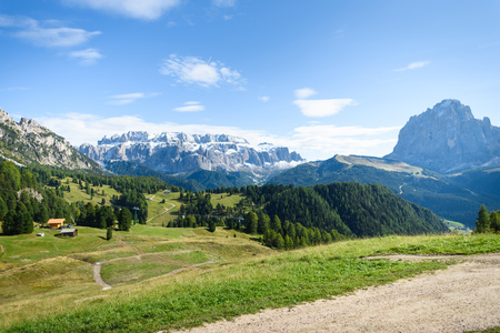 valley in the dolomites alpsの写真素材
