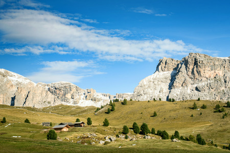 valley in the dolomites alpsの写真素材