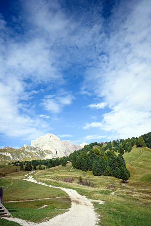 valley in the dolomites alpsの写真素材