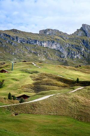 valley in the dolomites alpsの写真素材