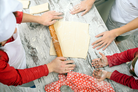 Family prepare Xmas cookiesの写真素材
