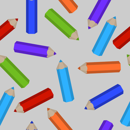 Vector seamless pattern of colored pencils scatteredのイラスト素材