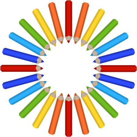 vector frame of colored pencilsのイラスト素材