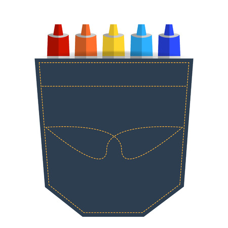 vector drawing tubes of paint in jeans pocketのイラスト素材