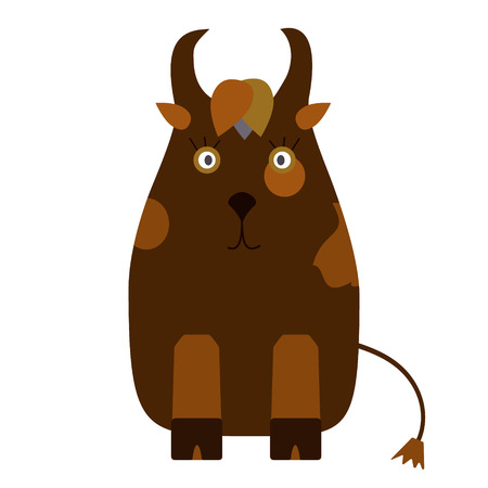 vector cartoon character brown cowのイラスト素材